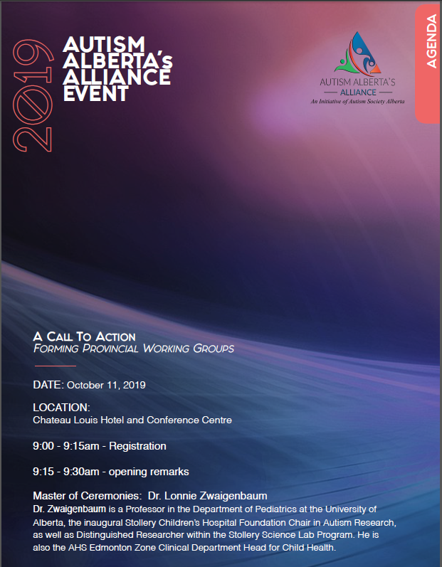 Autism Alberta's Alliance Event 2019 Agenda