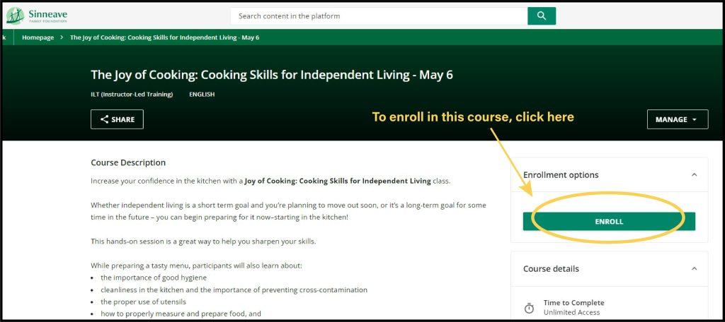 A screen grab of the enrollment screen with an arrow and text indicating how to register