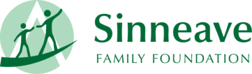 On a white background, to the left is The Sinneave Family Foundation's logo which is in green. To the right, the text reads, "Sinneave Family Foundation also in green."