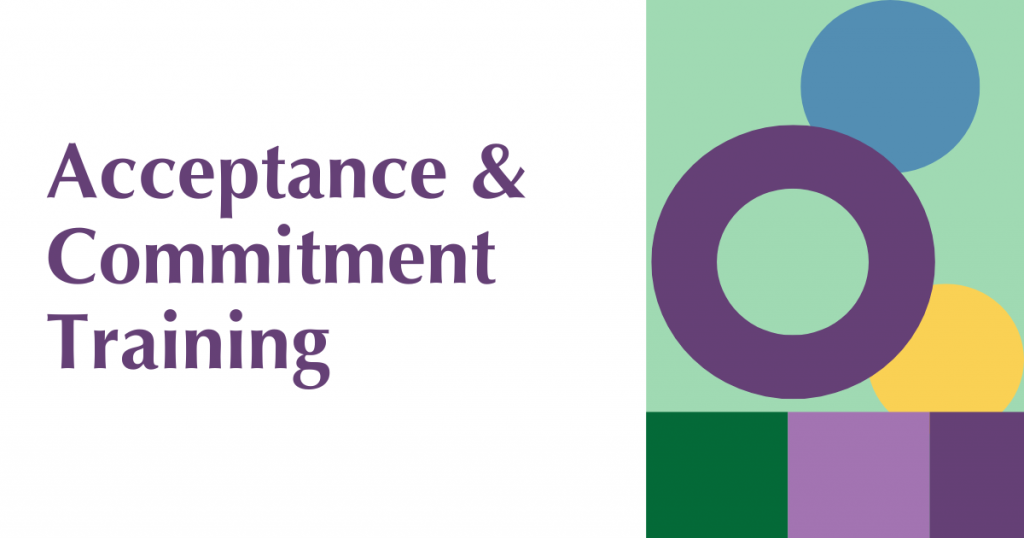 Acceptance & Commitment Training text beside abstract shapes.