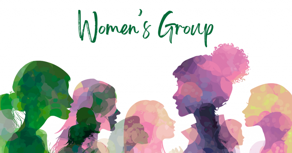 Decorative image with watercolour silhouettes of women. Text reads: Women's Group