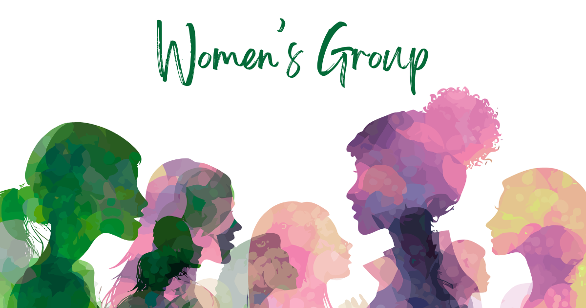 Decorative image with watercolour silhouettes of women. Text reads: Women's Group