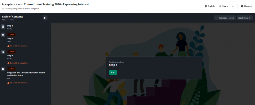 Screenshot of Expressing Interest course