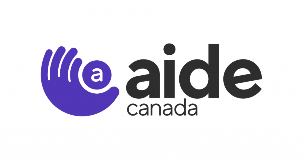 A graphic featuring AIDE Canada's logo