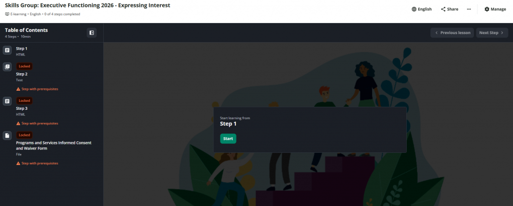 An image that is a screenshot of the landing page the button will take users to. It is for information only.