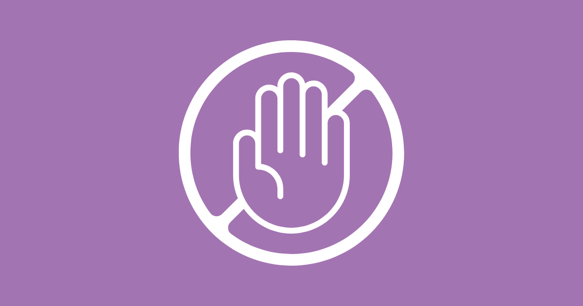 A decorative image of an icon of a hand in the stop position with a "not allowed" circle around it.