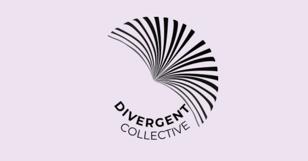 A decorative circle-shaped logo for The Divergent Collective