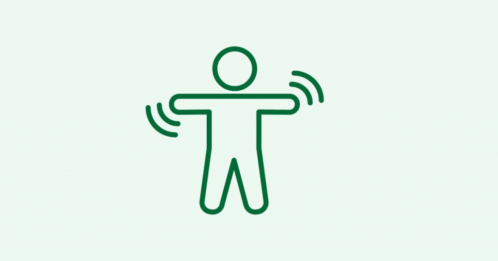 A decorative image of an icon of a body with lines to indicate movement.