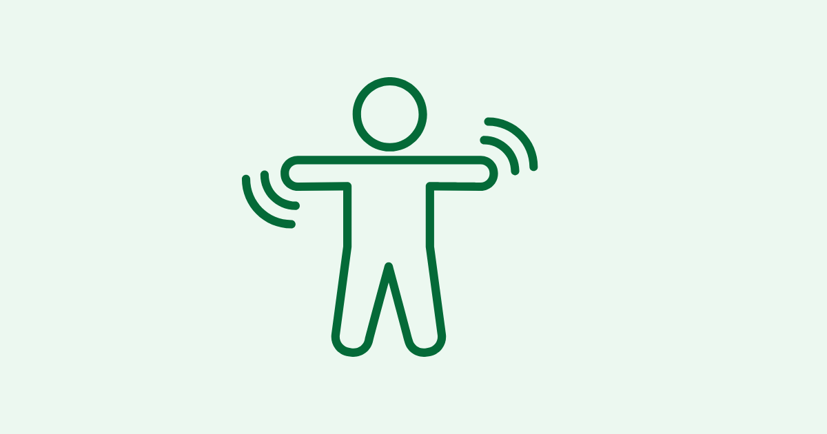 A decorative image of an icon of a body with lines to indicate movement.