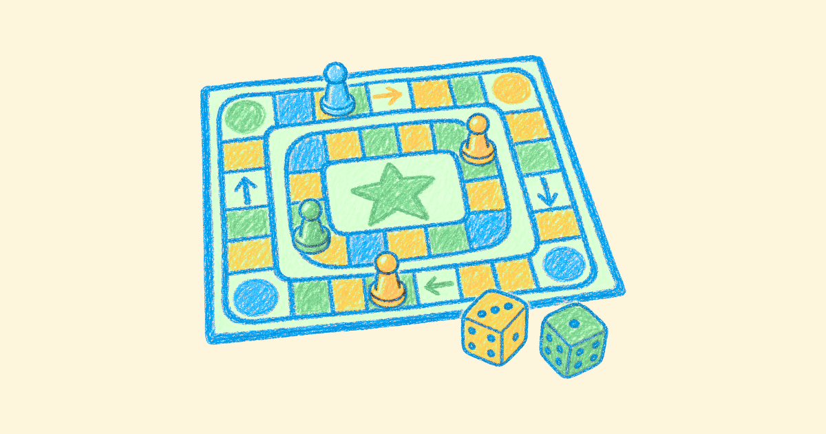 Decorative image of a board game with dice.
