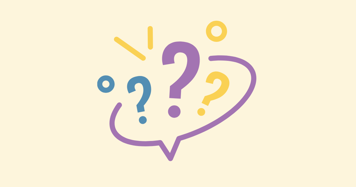Decorative image of a speech bubble with question marks inside