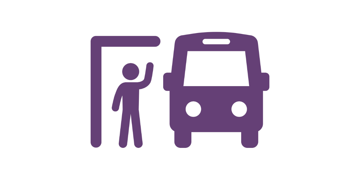 Decorative image of person standing in a bus shelter hailing a bus